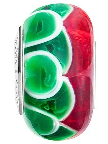 Chamilia Sterling Silver Murano Glass Jolly Holly Charm