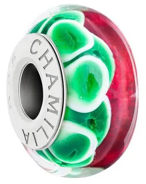 Chamilia Sterling Silver Murano Glass Jolly Holly Charm