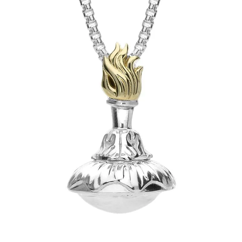 Chatsworth House & Garden Sterling Silver Sculptural Flame Large Necklace