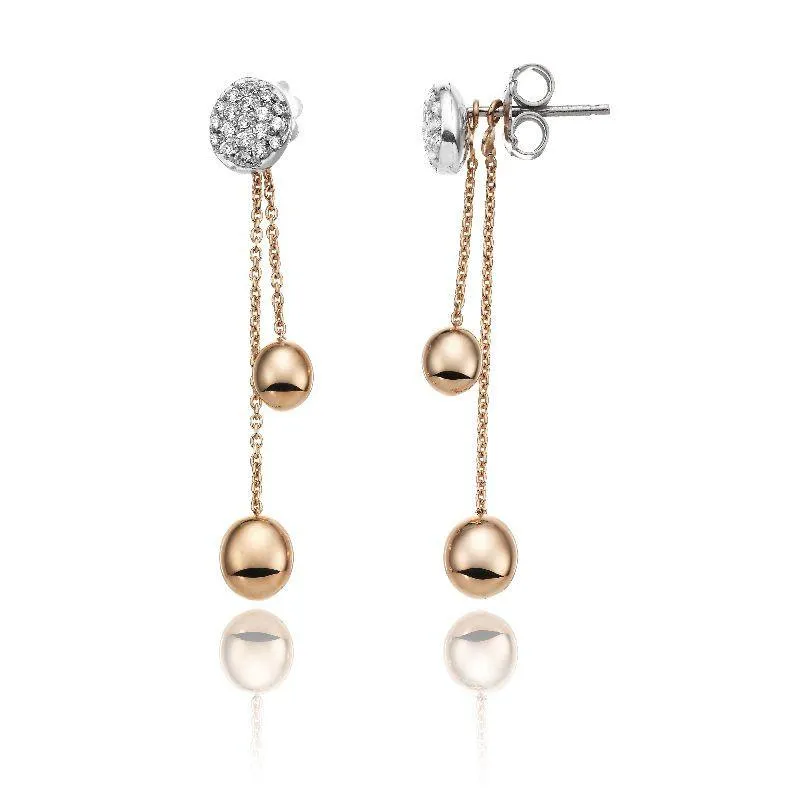 Chimento Armillas Acqua 18ct Rose Gold 0.24ct Diamond Double Drop Earrings