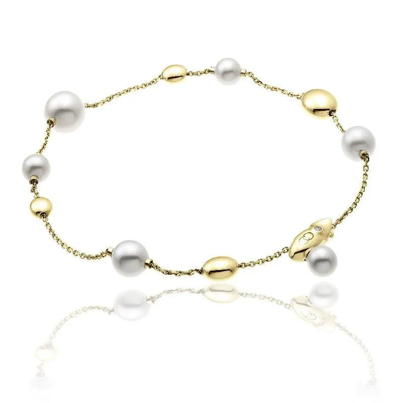 Chimento Armillas Acqua 18ct Yellow Gold Pearl Diamond Bracelet