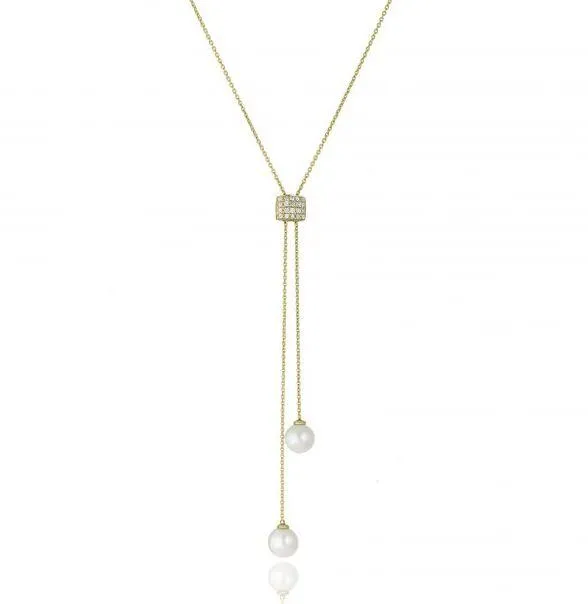 Chimento Armillas Acqua Pearl 18ct Yellow Gold Diamond Necklace