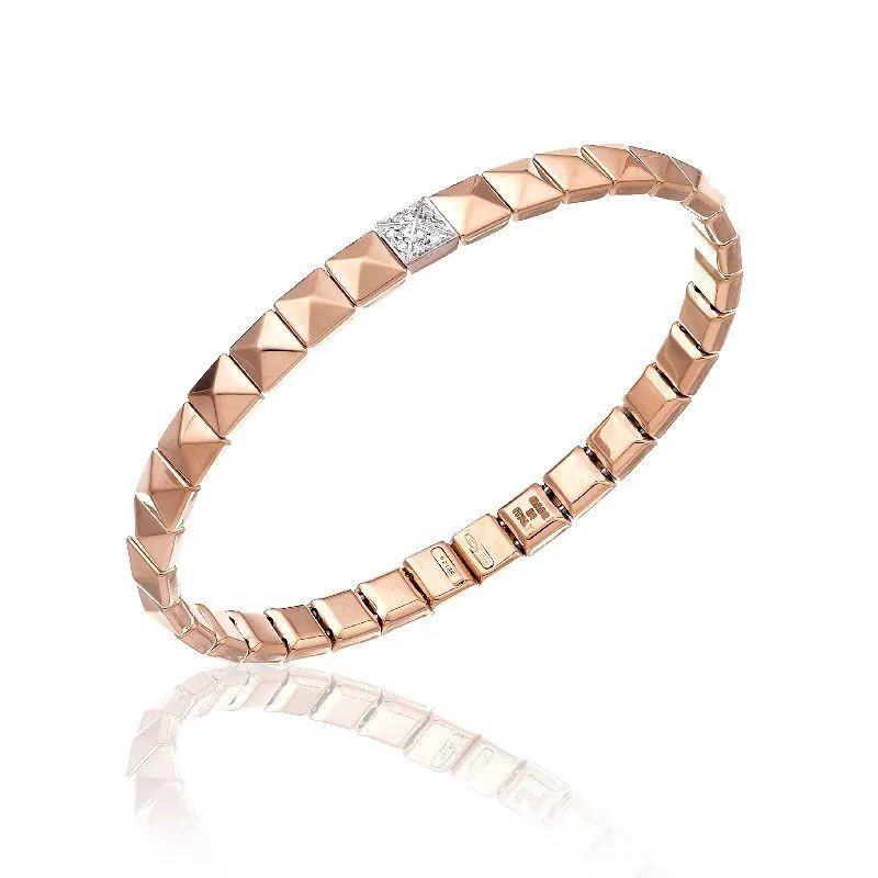 Chimento Armillas Pyramis 18ct Rose Gold Diamond Studs Bangle