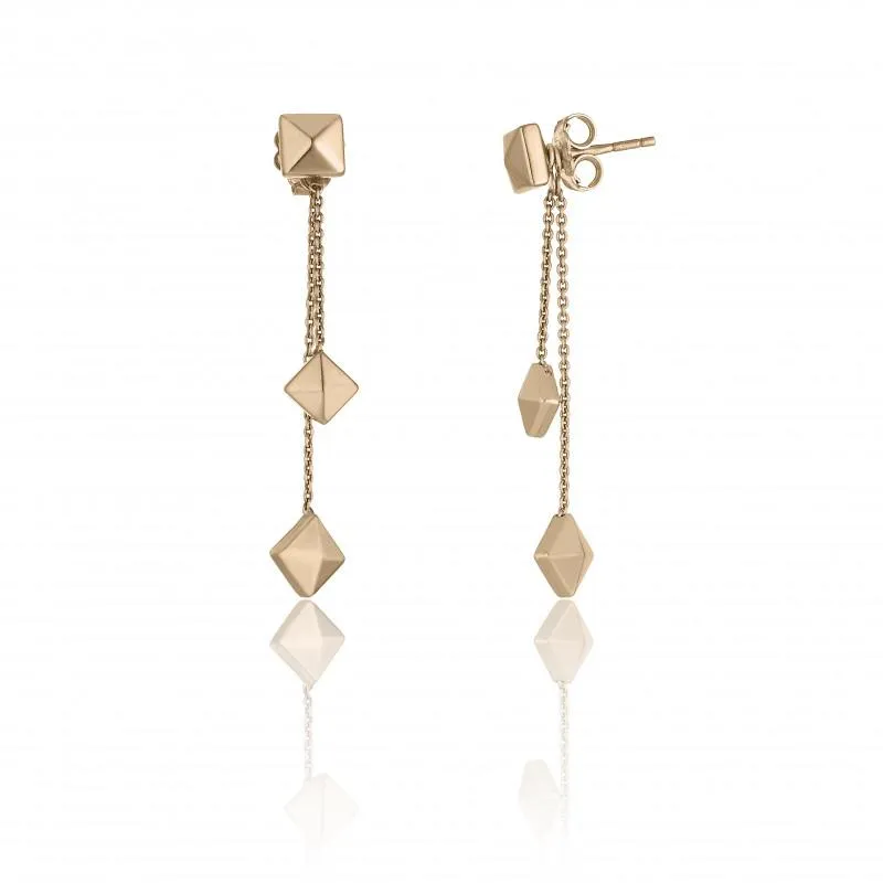 Chimento Armillas Pyramis 18ct Rose Gold Studs Double Drop Earrings
