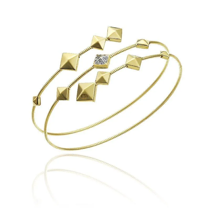 Chimento Armillas Pyramis 18ct Yellow Gold Diamond Spiral Bangle
