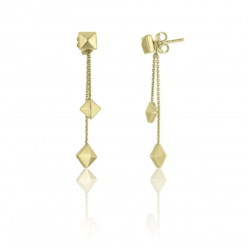 Chimento Armillas Pyramis 18ct Yellow Gold Studs Double Drop Earrings