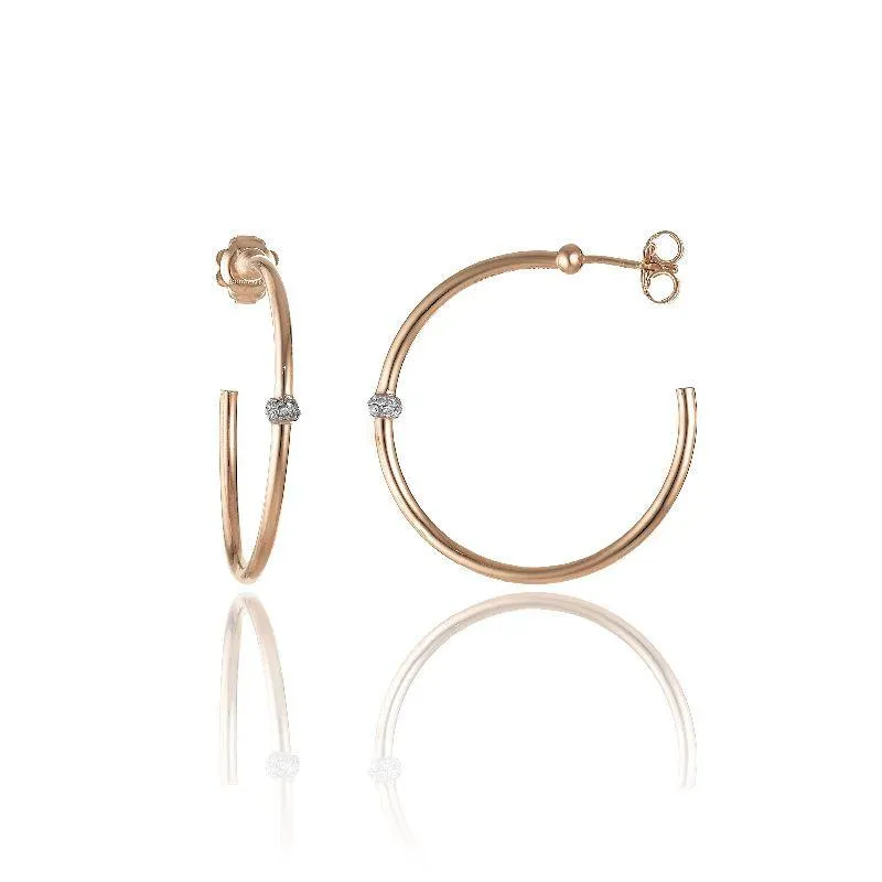 Chimento Bamboo Flirt 18ct Rose Gold 0.20ct Diamond Hoop Earrings