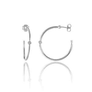 Chimento Bamboo Flirt 18ct White Gold 0.20ct Diamond Hoop Earrings