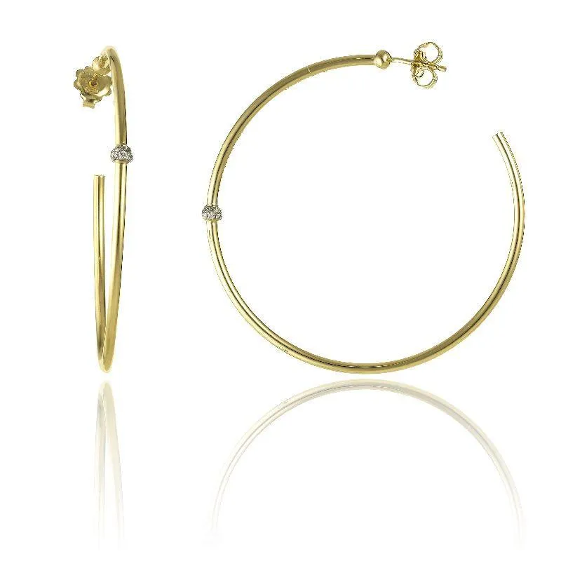 Chimento Bamboo Flirt 18ct Yellow Gold 0.20ct Diamond Large Hoop Earrings