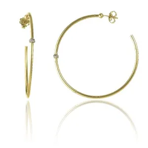 Chimento Bamboo Flirt 18ct Yellow Gold 0.20ct Diamond Large Hoop Earrings