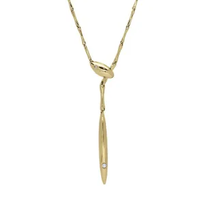 Chimento Bamboo Navette 18ct Yellow Gold Diamond Necklace
