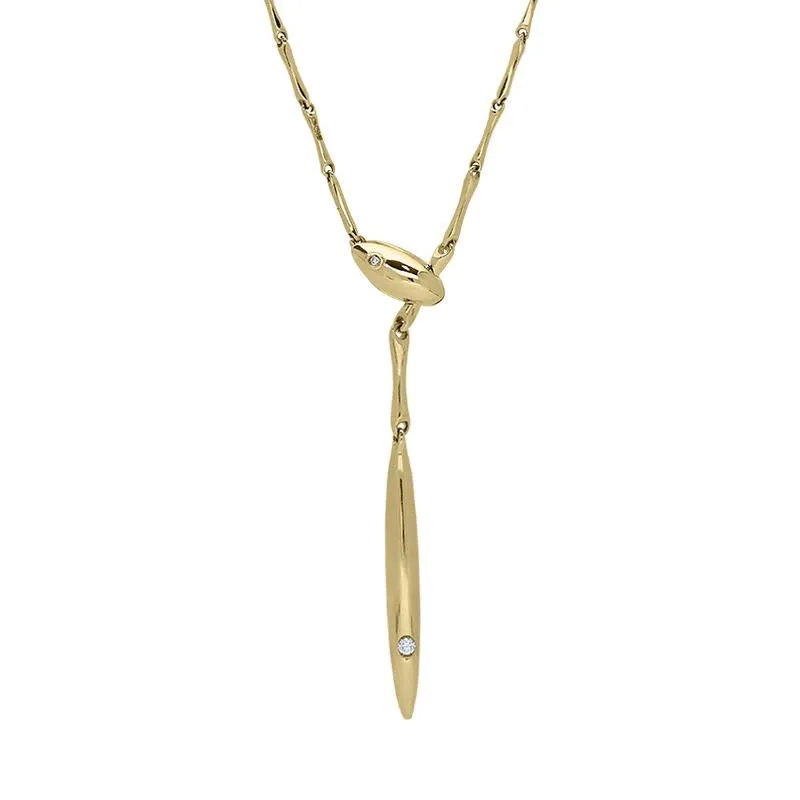 Chimento Bamboo Navette 18ct Yellow Gold Diamond Necklace