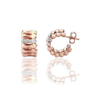 Chimento Bamboo Over 18ct Rose Gold 0.07ct Diamond Hoop Earrings