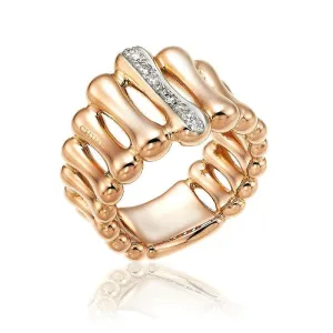 Chimento Bamboo Over 18ct Rose Gold 0.13ct Diamond Ring