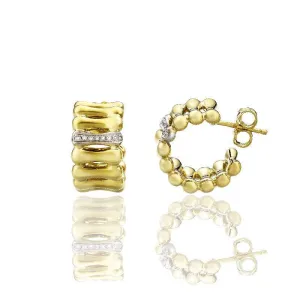 Chimento Bamboo Over 18ct Yellow Gold 0.07ct Diamond Hoop Earrings