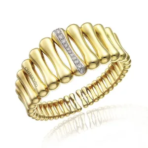 Chimento Bamboo Over 18ct Yellow Gold 0.69ct Diamond Iconic Wide Cuff