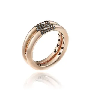 Chimento Bamboo Pure 18ct Rose Gold 0.16ct Brown Diamond Duel Ring