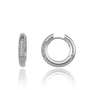 Chimento Bamboo Pure 18ct White Gold 0.16ct Diamond Hoop Earrings