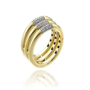 Chimento Bamboo Pure 18ct Yellow Gold 0.24ct Diamond Triple Ring