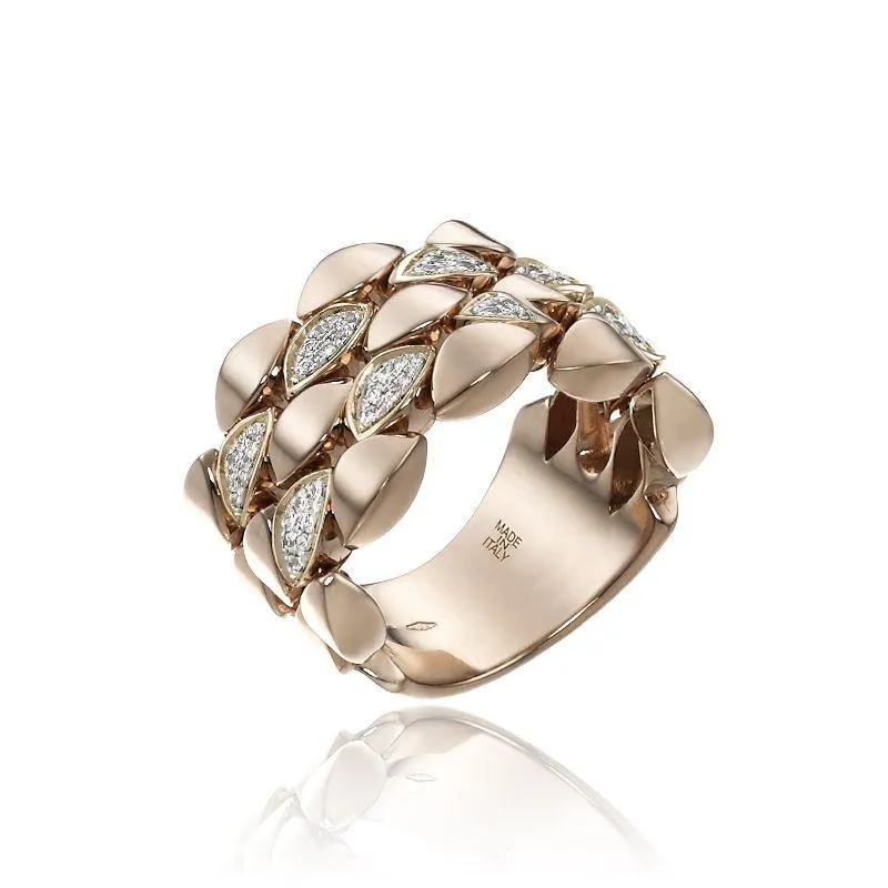 Chimento Mosaico 18ct Rose Gold 0.42ct Diamond Wide Ring
