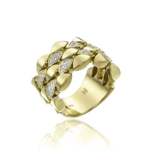 Chimento Mosaico 18ct Yellow Gold 0.42ct Diamond Wide Ring