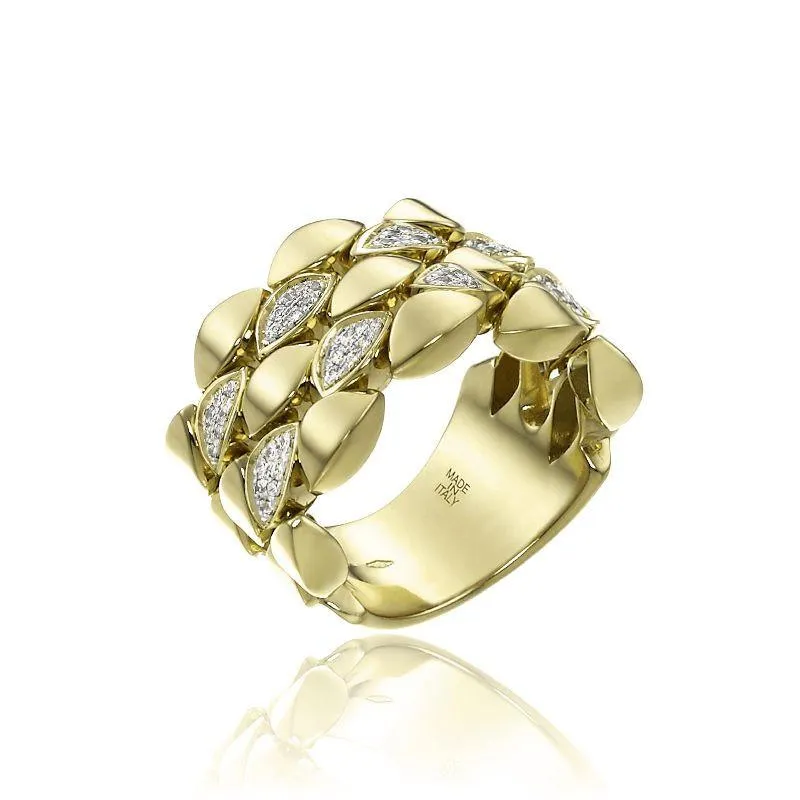 Chimento Mosaico 18ct Yellow Gold 0.42ct Diamond Wide Ring