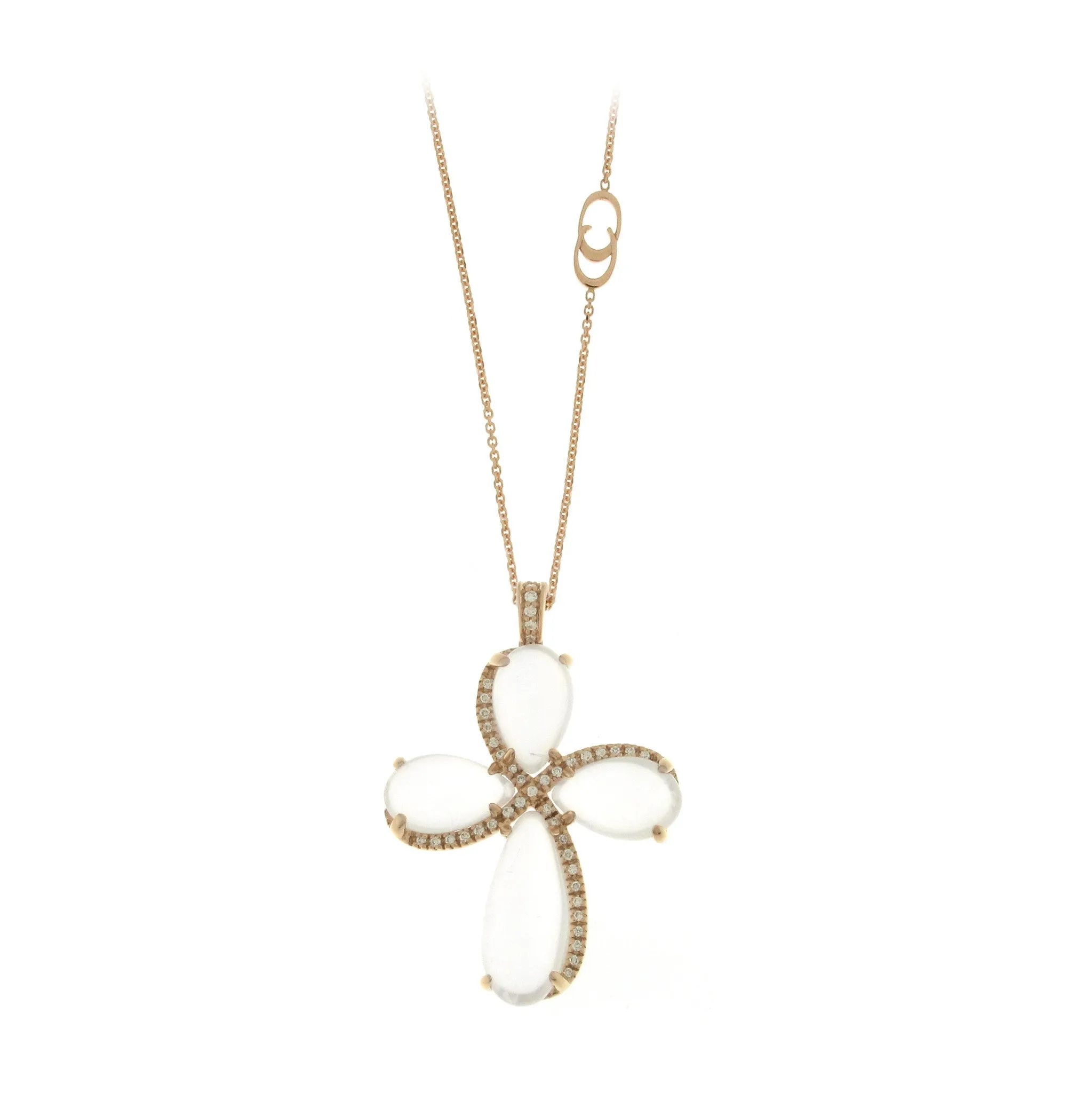 Chimento Signum 18ct Rose Gold 0.17ct Diamond Oval Necklace D