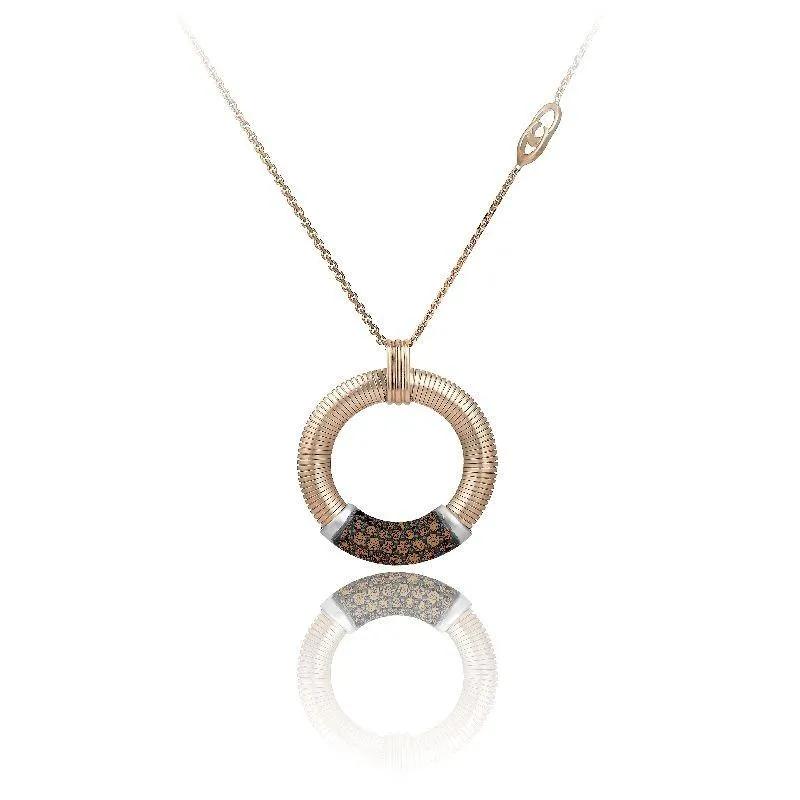 Chimento Stardust Pave 18ct Rose Gold 0.26ct Brown Diamond Circle Necklace