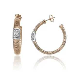 Chimento Stardust Pave 18ct Rose Gold 0.54ct Diamond Hoop Earrings