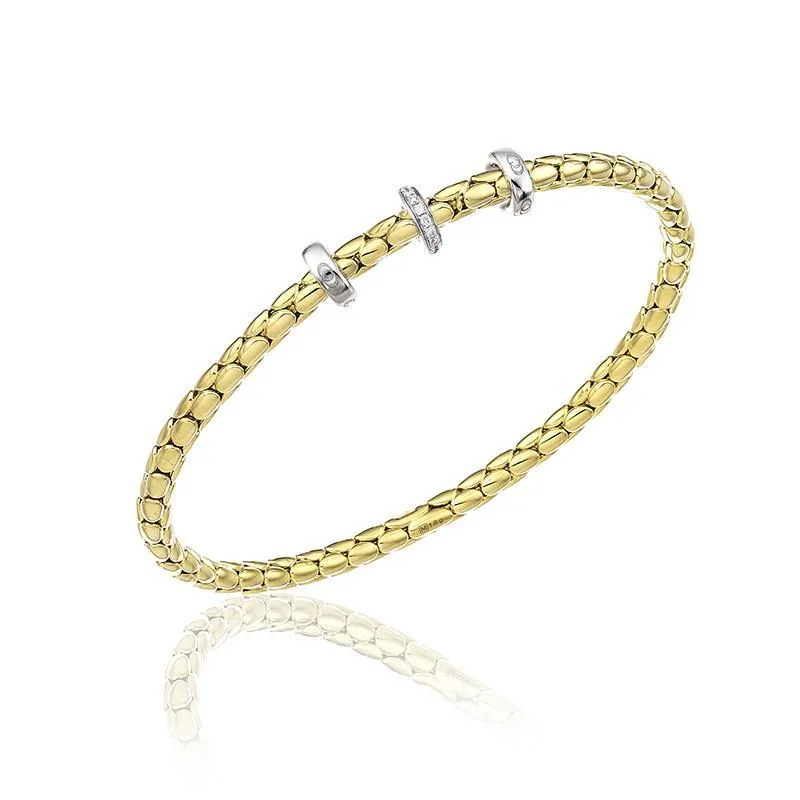 Chimento Stretch 18ct Yellow Gold 0.10ct Diamond Triple Rondelle Bracelet