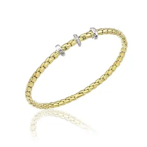 Chimento Stretch 18ct Yellow Gold 0.10ct Diamond Triple Rondelle Bracelet