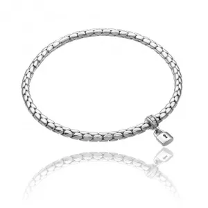 Chimento Stretch Charm 18ct White Gold Diamond Lock Charm Bracelet