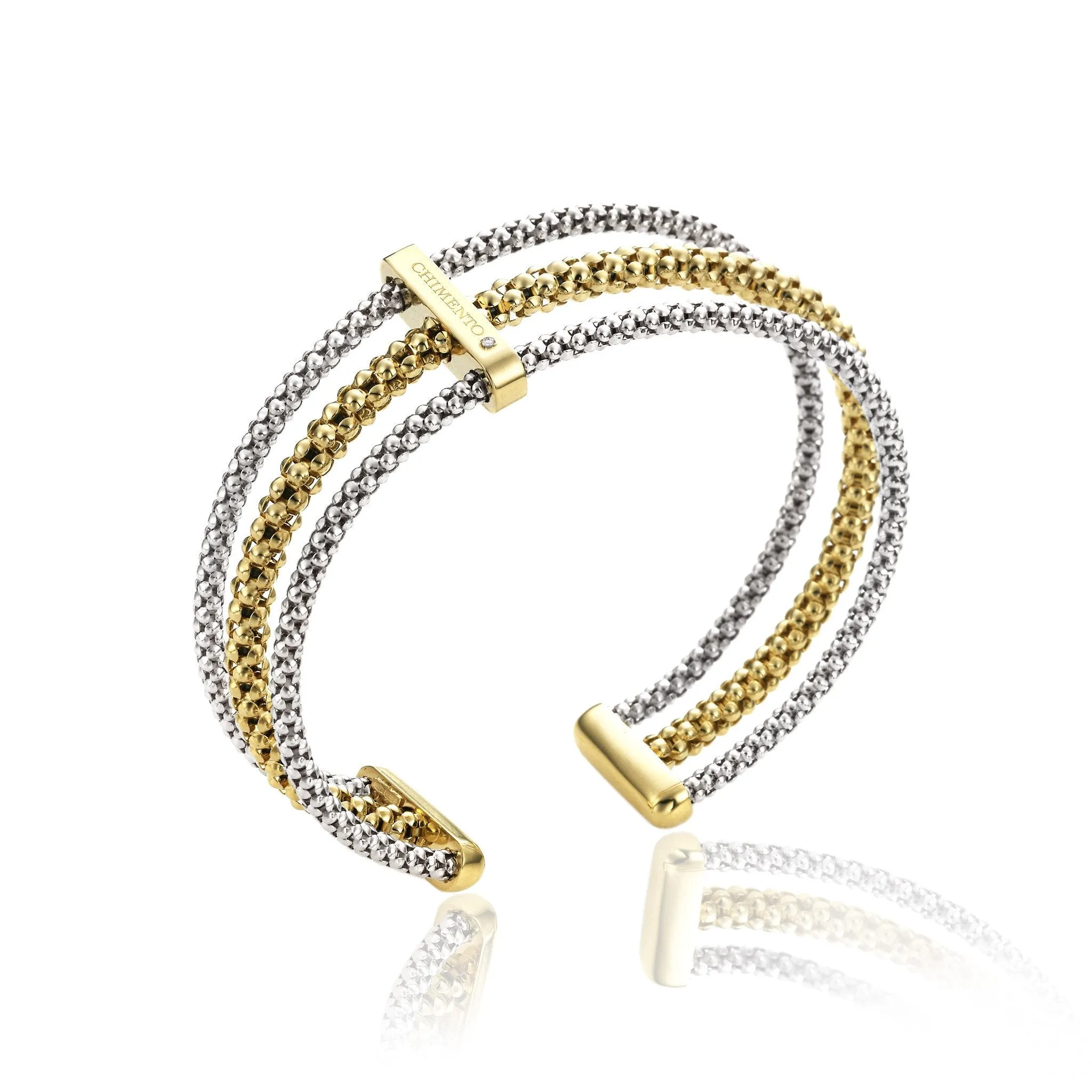 Chimento Stretch Multi 18ct Yellow Gold Diamond Three Strand Bangle