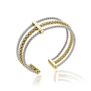 Chimento Stretch Multi 18ct Yellow Gold Diamond Three Strand Bangle