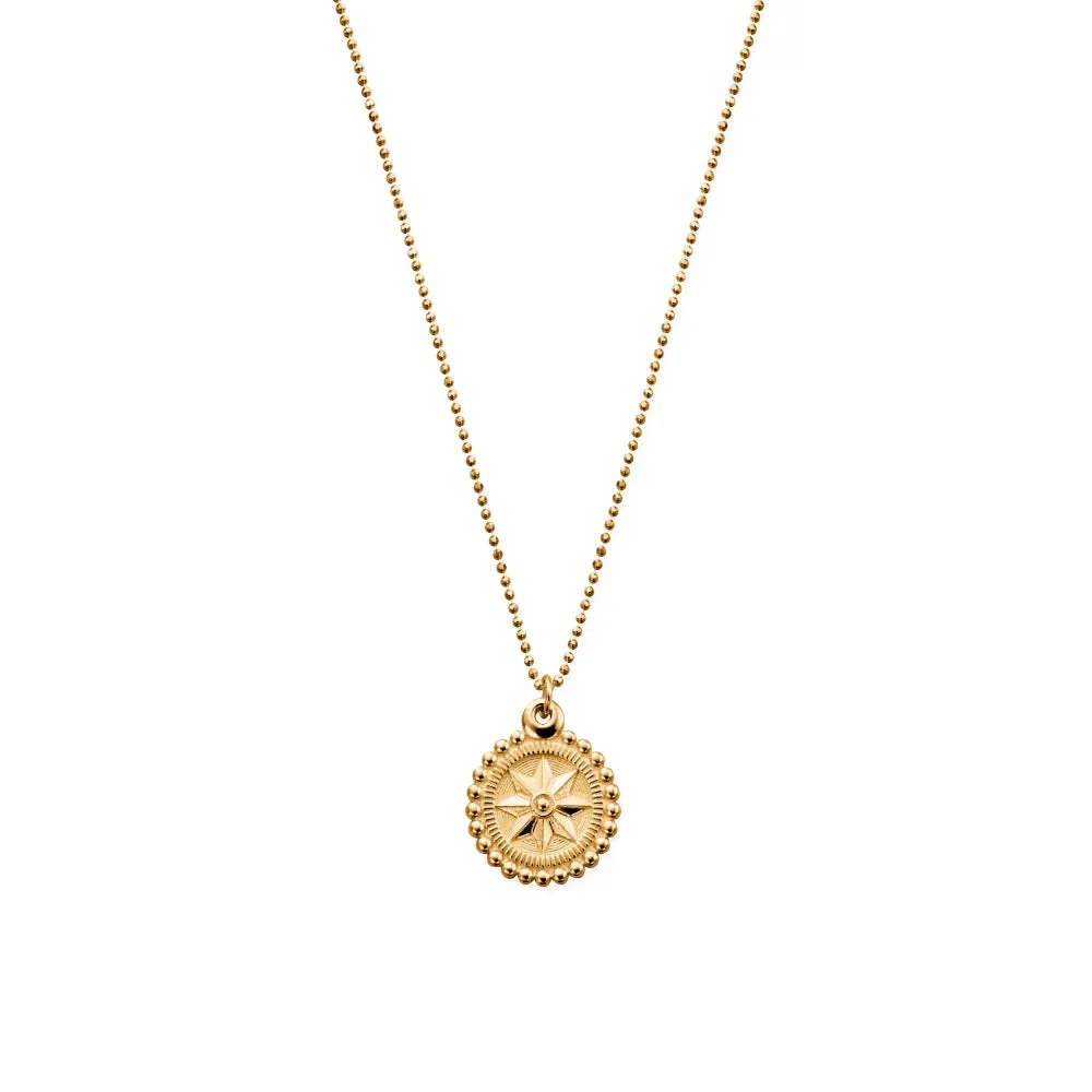 Chlobo Boho Luxe Gold Plated Diamond Cut Chain with Bobble Compass Pendant