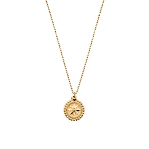 Chlobo Boho Luxe Gold Plated Diamond Cut Chain with Bobble Compass Pendant