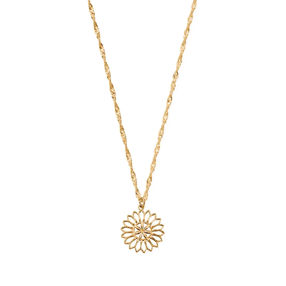 Chlobo Boho Luxe Gold Plated Twisted Rope Chain Flower Mandala Necklace