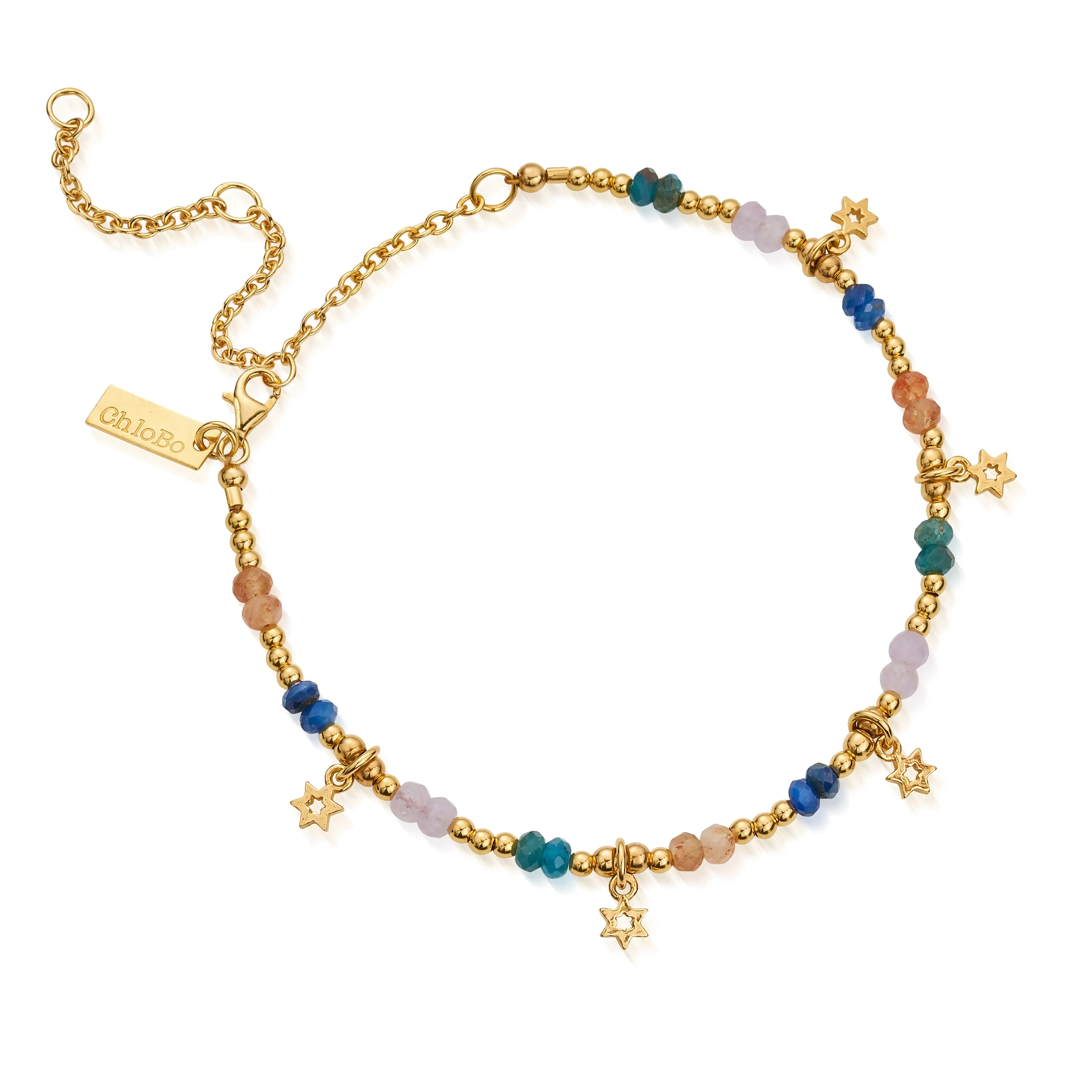 ChloBo Gold Plated Sterling Silver Nightfall Wishes Anklet