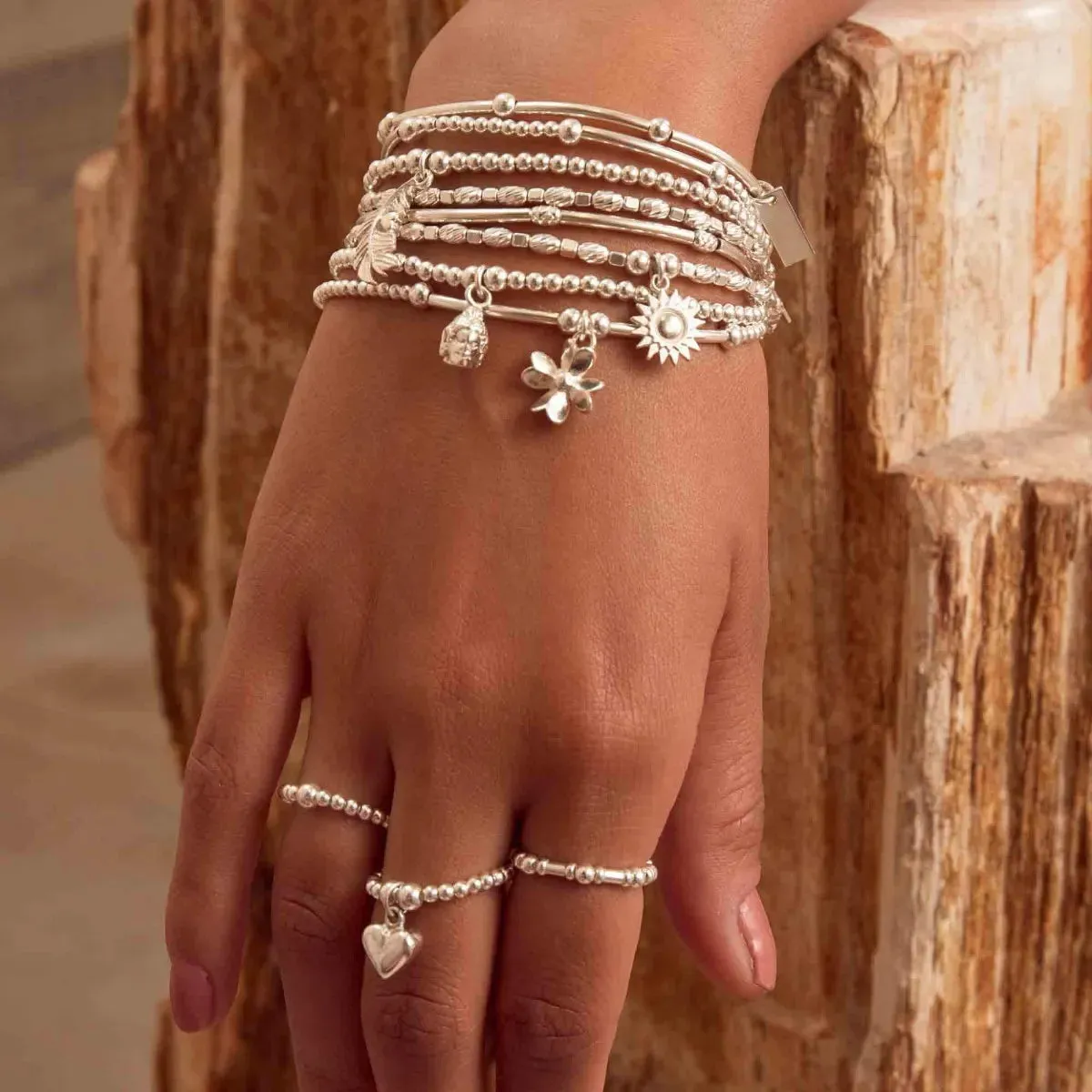 ChloBo Sterling Silver Cute Mini 3D Flower Bracelet D