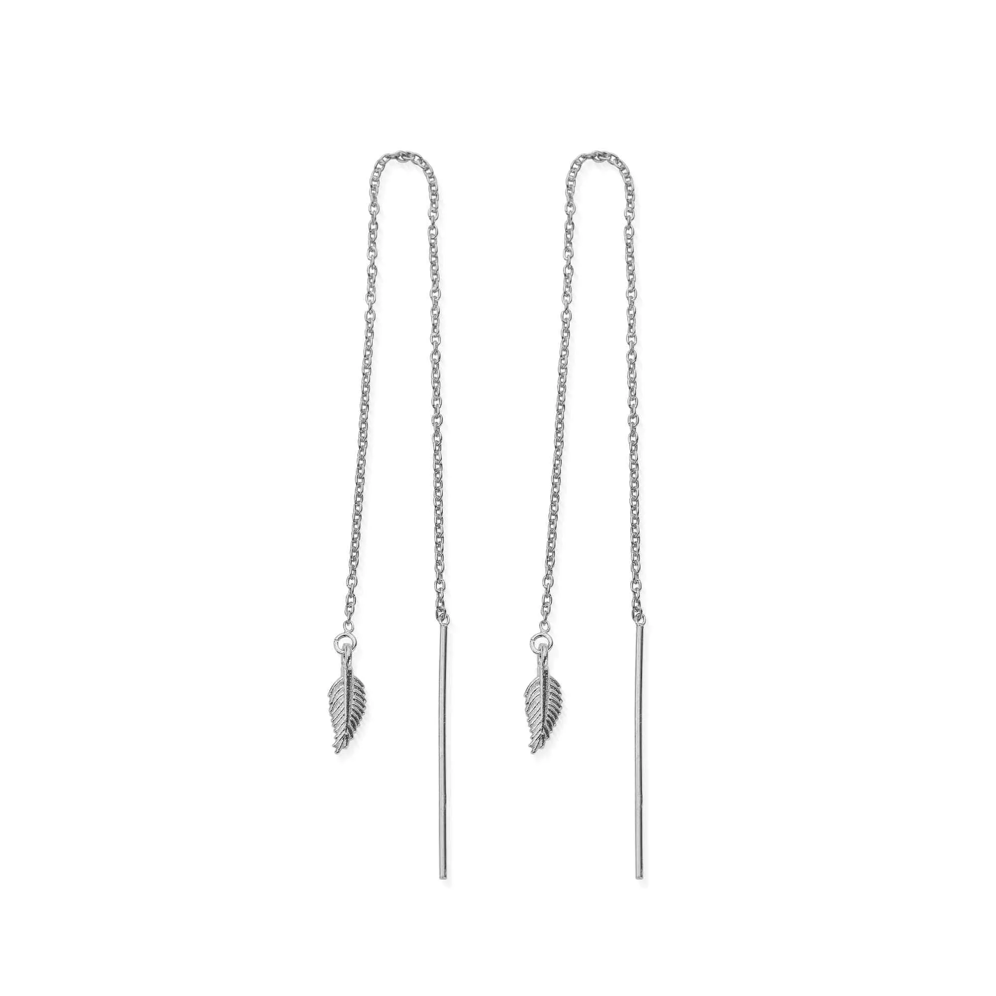 ChloBo Sterling Silver Feather Of Courage Pull Through Earrings