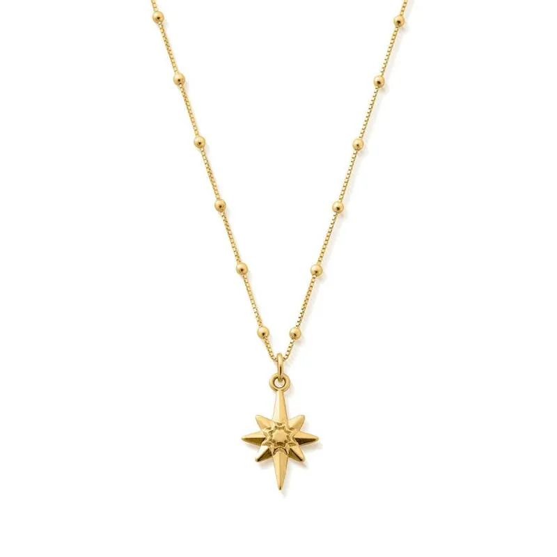 ChloBo Sterling Silver Gold Plated Bobble Chain Lucky Star Necklace
