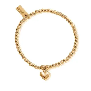 ChloBo Sterling Silver Gold Plated Cute Charm Puffed Heart Bracelet