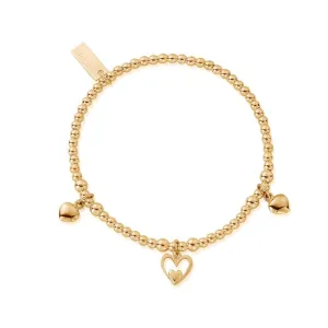 ChloBo Sterling Silver Gold Plated Triple Heart Bracelet