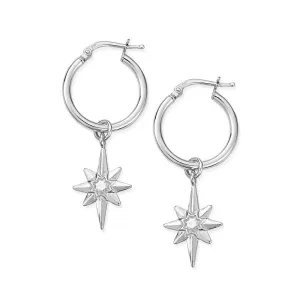ChloBo Sterling Silver Lucky Star Hoop Earrings