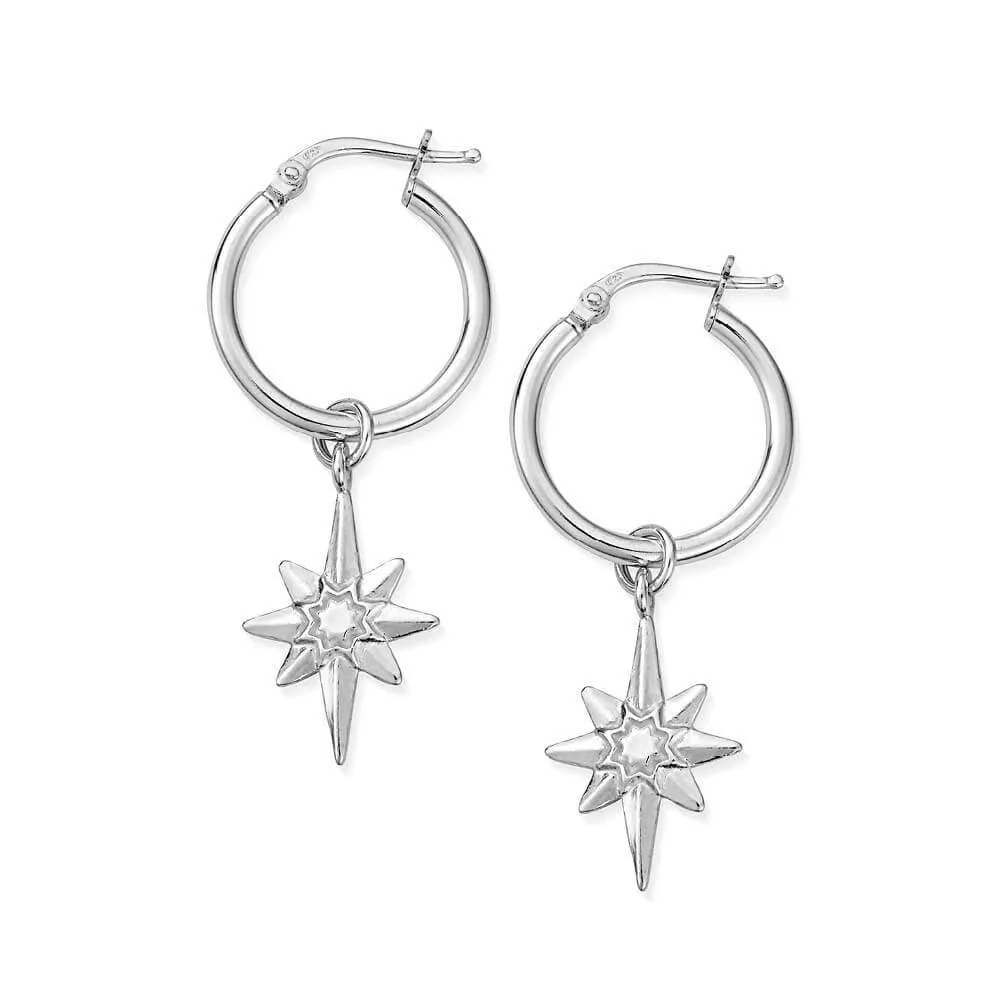 ChloBo Sterling Silver Lucky Star Hoop Earrings