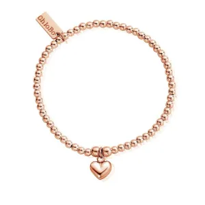 ChloBo Sterling Silver Rose Gold Plated Cute Charm Puffed Heart Bracelet