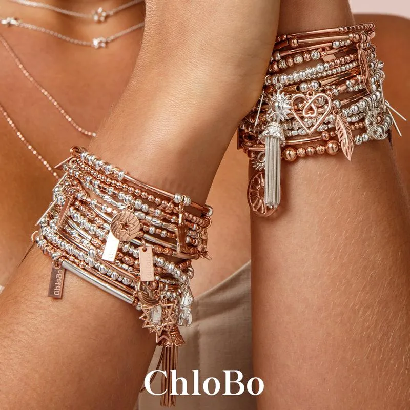 ChloBo Sterling Silver Rose Gold Plated Cute Charm Puffed Heart Bracelet