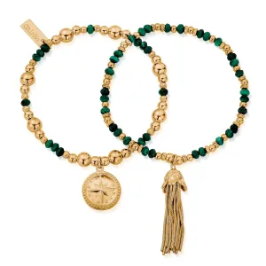 ChloBo Wandering Free Gold Plated Sterling Silver Forever Wandering Malachite Set