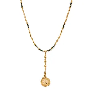 ChloBo Wandering Free Gold Plated Sterling Silver Free Spirit Malachite Lariat Necklace