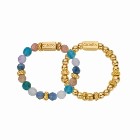 Chlobo Gold Plated Sterling Silver Beautiful Energy Set of 2 Rings